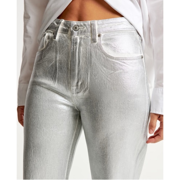 NWT • A&F Silver Metallic Jeans - Picture 3 of 12
